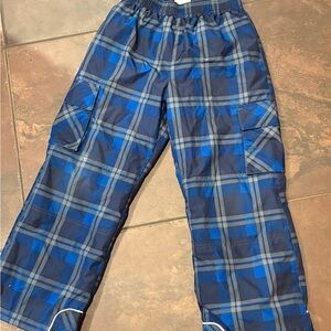 Hanna Andersson Navy and Blue Plaid Kids Snow Pants